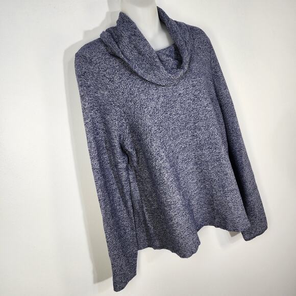 Chicos Sweater Womens Size 2 Large Cashmere Blend Blue Marled Cowl Turtleneck - Picture 4 of 9